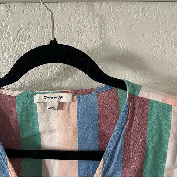 Madewell Novel Tie-Front Button Top in Flagstaff Stripe - Picture 4 of 7